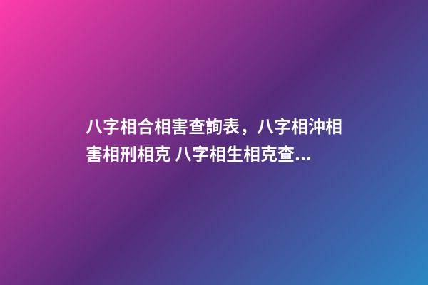 八字相合相害查詢表，八字相沖相害相刑相克 八字相生相克查詢表-第1張-觀點(diǎn)-玄機(jī)派